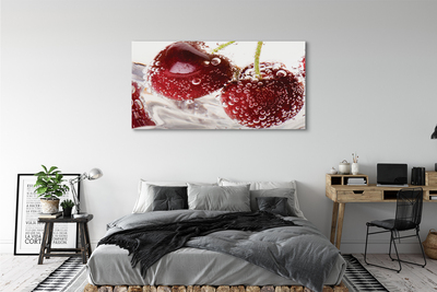 Fotoobraz na płótnie Czereśnie w Kroplach Wody