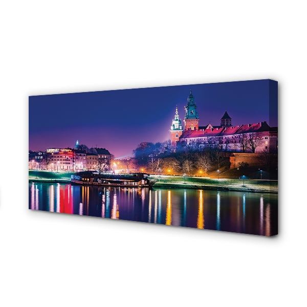 Obraz na płótnie Kraków Miasto noc rzeka