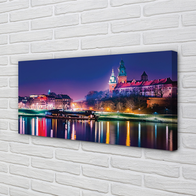 Obraz na płótnie Kraków Miasto noc rzeka