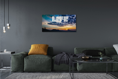 Duży obraz na płótnie Napis o Zachodzie Słońca