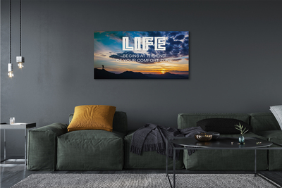 Duży obraz na płótnie Napis o Zachodzie Słońca