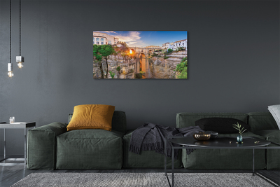 Zdjęcie na płótnie Most nad Rzeką o Zachodzie Słońca