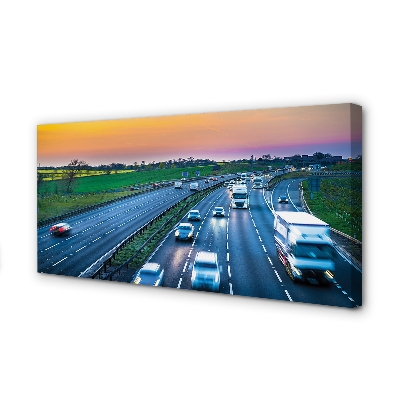 Obraz na płótnie Autostrada niebo auta