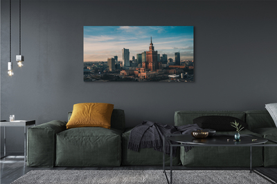 Zdjęcie na płótnie Wieżowce Warszawy o Wschodzie Słońca