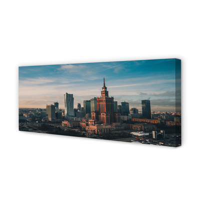 Obraz na płótnie Warszawa Wieżowce panorama wschód słońca