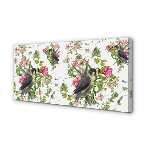 Obraz drukowany na płótnie Ptaki Siedzące na Gałęzi