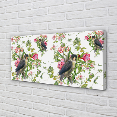 Obraz drukowany na płótnie Ptaki Siedzące na Gałęzi
