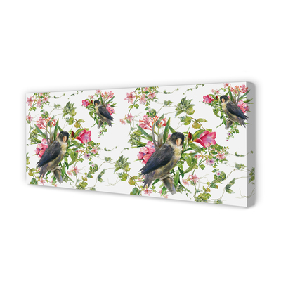 Obraz drukowany na płótnie Ptaki Siedzące na Gałęzi