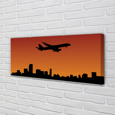 Obraz na płótnie Samolot zachód słońca i niebo