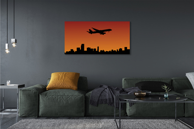 Obraz na płótnie Samolot zachód słońca i niebo