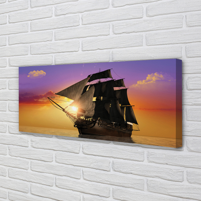 Obraz drukowany na płótnie Statek na Tle Kolorowego Nieba