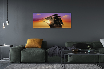 Obraz drukowany na płótnie Statek na Tle Kolorowego Nieba