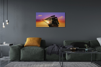 Obraz drukowany na płótnie Statek na Tle Kolorowego Nieba