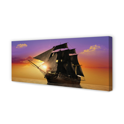 Obraz drukowany na płótnie Statek na Tle Kolorowego Nieba