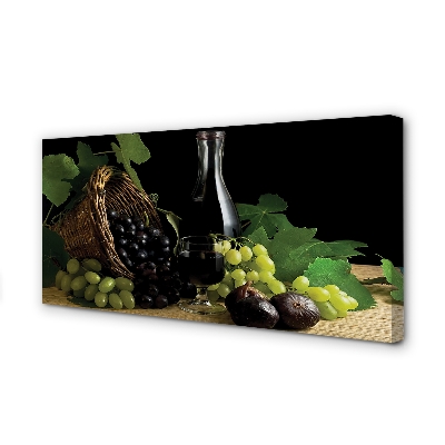 Obraz na płótnie Kosz liście winogrono wino