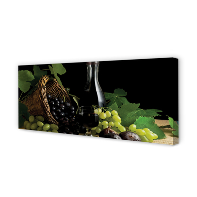Obraz na płótnie Kosz liście winogrono wino