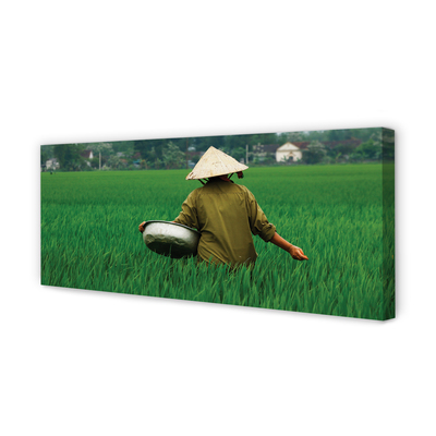 Fotoobraz na płótnie Człowiek na Trawie