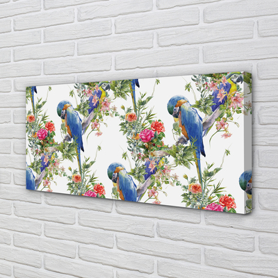 Obraz drukowany na płótnie Kwitnąca Gałąź z Ptakami