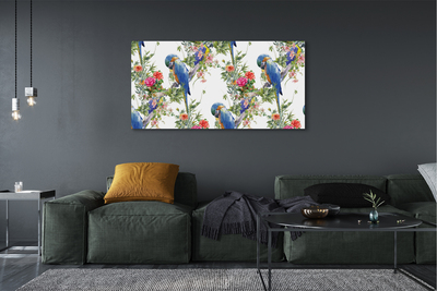 Obraz na płótnie Ptaki na gałęzi z kwiatami