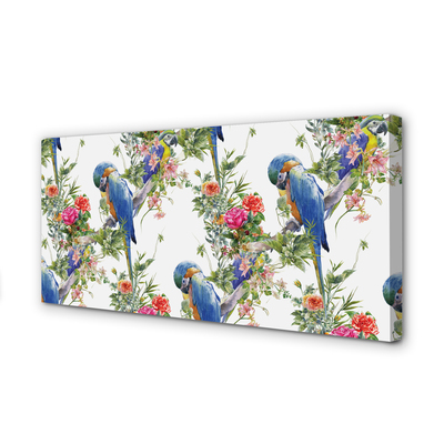 Obraz drukowany na płótnie Kwitnąca Gałąź z Ptakami