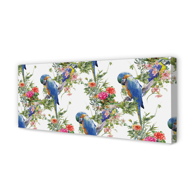 Obraz drukowany na płótnie Kwitnąca Gałąź z Ptakami