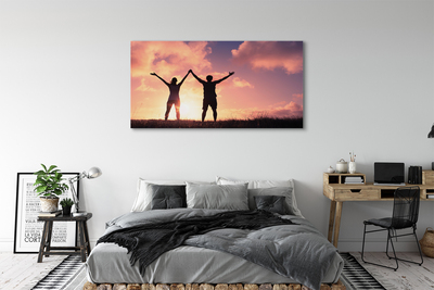 Fotoobraz na płótnie Ludzie o Zachodzie Słońca