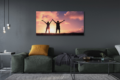 Fotoobraz na płótnie Ludzie o Zachodzie Słońca