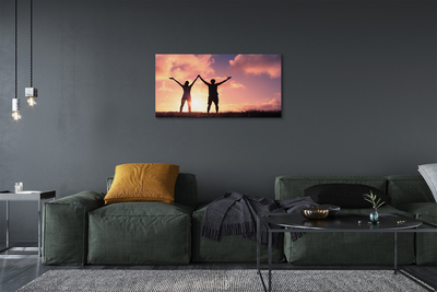 Fotoobraz na płótnie Ludzie o Zachodzie Słońca