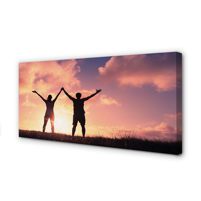 Fotoobraz na płótnie Ludzie o Zachodzie Słońca