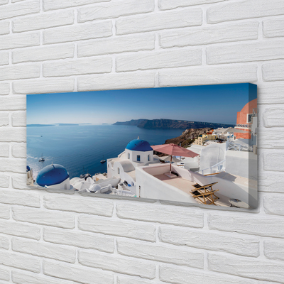 Obraz na płótnie Grecja Morze budynki panorama