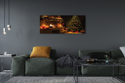 Duży obraz na płótnie Choinka, Kominek, Dekoracje i Prezenty