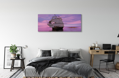 Obraz na płótnie Fioletowe niebo statek morze