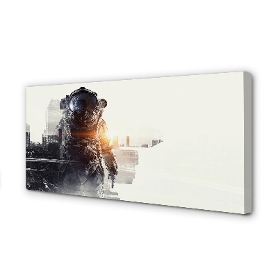 Fotoobraz na płótnie Postać na Tle Miasta