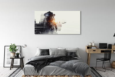 Fotoobraz na płótnie Postać na Tle Miasta