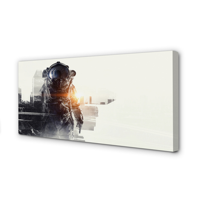 Fotoobraz na płótnie Postać na Tle Miasta