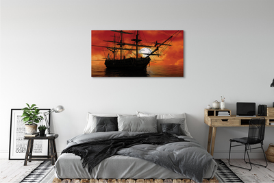 Obraz na płótnie Statek morze niebo chmury słońce