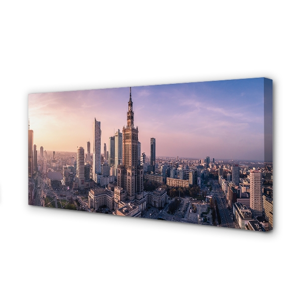 Fotoobraz na płótnie Poranny Blask nad Centrum Warszawy