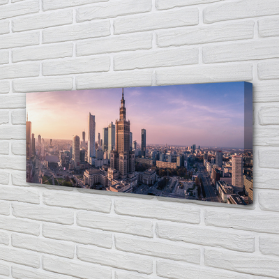 Fotoobraz na płótnie Poranny Blask nad Centrum Warszawy