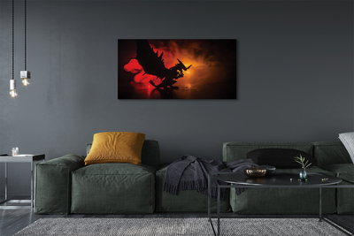 Obraz na płótnie Czarny Smok w Chmurach