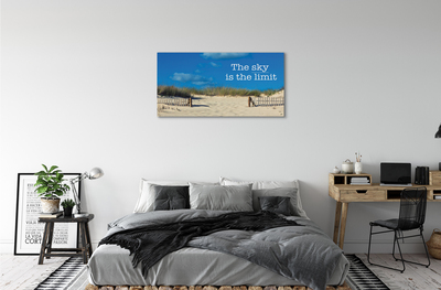 Obraz na płótnie Plaża niebo napis