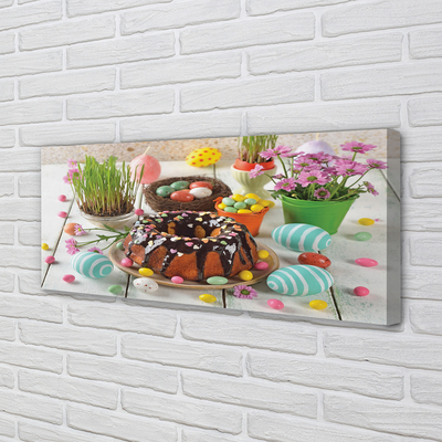 Zdjęcie na płótnie Ciasto, Jajka i Kwiatki Wielkanocne