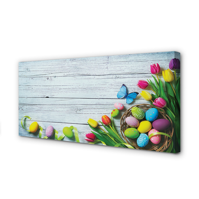 Zdjęcie na płótnie Jajka, Tulipany i Motyl