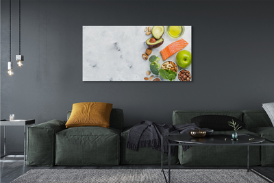Obraz na płótnie Łosoś oliwa jabłko orzechy