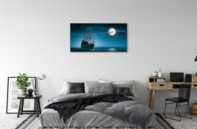 Obraz na płótnie Morze statek miasto księżyc