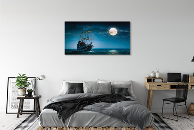Obraz na płótnie Morze statek miasto księżyc