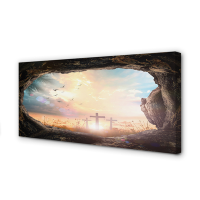 Zdjęcie na płótnie Jaskinia z Krzyżami i Ptakami