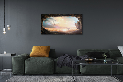 Zdjęcie na płótnie Jaskinia z Krzyżami i Ptakami