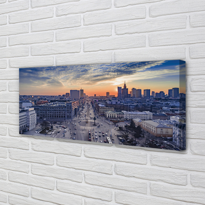 Duży obraz na płótnie Warszawskie Wieżowce o Zmierzchu