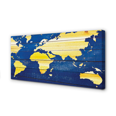 Duży obraz na płótnie Mapa na Niebieskim Drewnie