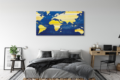 Duży obraz na płótnie Mapa na Niebieskim Drewnie